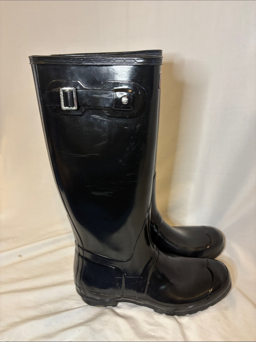Hunter Women's Original Tall Gloss boots black women's 11 - Picture 3 of 6